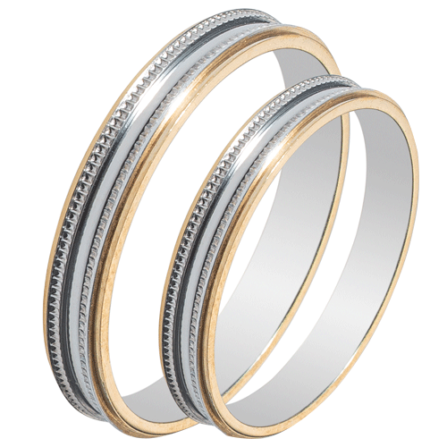 Maschio Femmina σετ χρυσές δίχρωμες βέρες Κ14