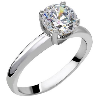 Λευκόχρυσο μονόπετρο δαχτυλίδι Κ14 με ζιργκόν