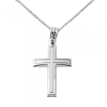 Λευκόχρυσος σταυρός Κ14 με αλυσίδα