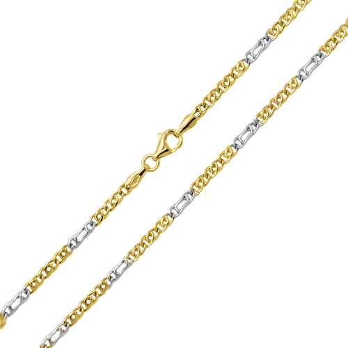 Χρυσή δίχρωμη αλυσίδα λαιμού Κ14