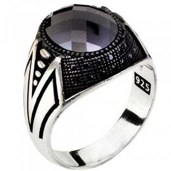 Ασημένιο ανδρικό δαχτυλίδι 925 με αχάτη