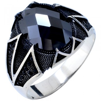 Ασημένιο ανδρικό δαχτυλίδι 925 με αχάτη