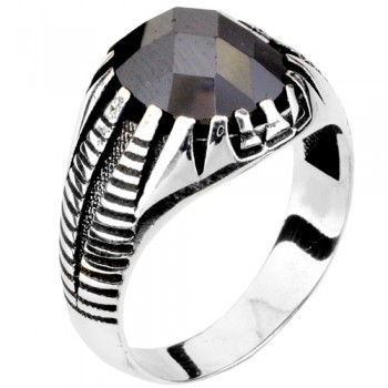 Ασημένιο ανδρικό δαχτυλίδι 925 με αχάτη