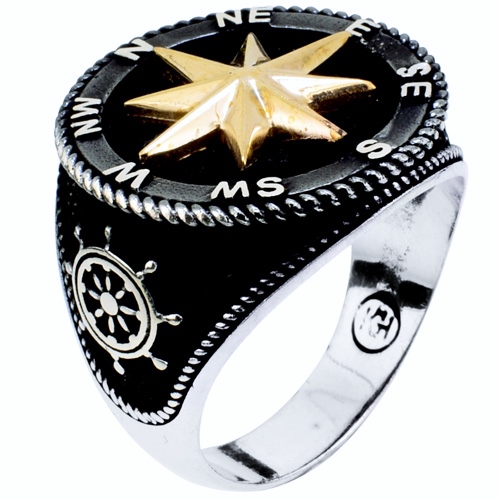 Ασημένιο ανδρικό δαχτυλίδι "πυξίδα"925