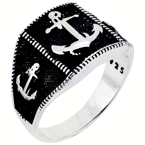 Ασημένιο ανδρικό δαχτυλίδι "άγκυρα" 925