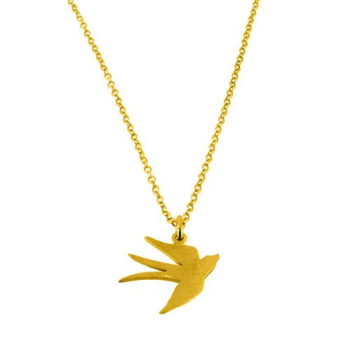 Ασημένιο επιχρυσωμένο κολιέ χελιδόνι 925