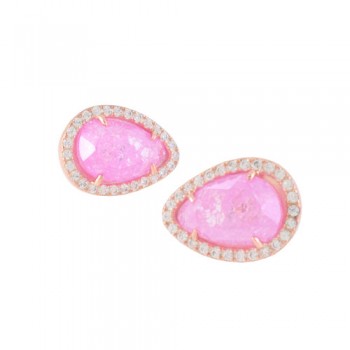 Ασημένια σκουλαρίκια σταγόνες 925 σε ροζ χρώμα