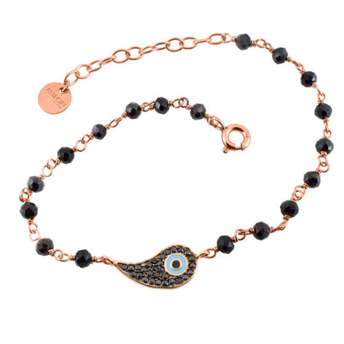 Ασημένιο βραχιόλι ροζάριο 925 σε ροζ χρώμα