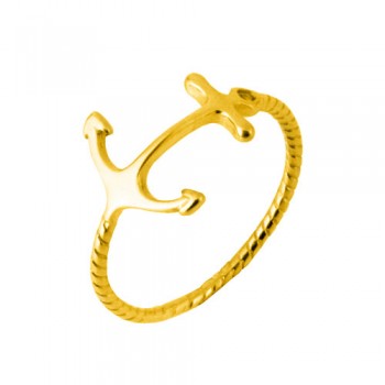 Ασημένιο επιχρυσωμένο δαχτυλίδι άγκυρα 925