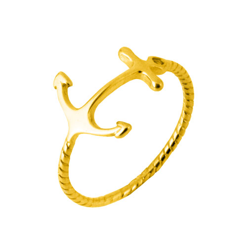 Ασημένιο επιχρυσωμένο δαχτυλίδι άγκυρα 925