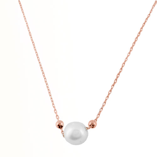 Ασημένιο κολιέ 925 σε ροζ χρώμα με μαργαριτάρι