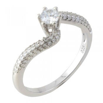 Ασημένιο μονόπετρο δαχτυλίδι 925