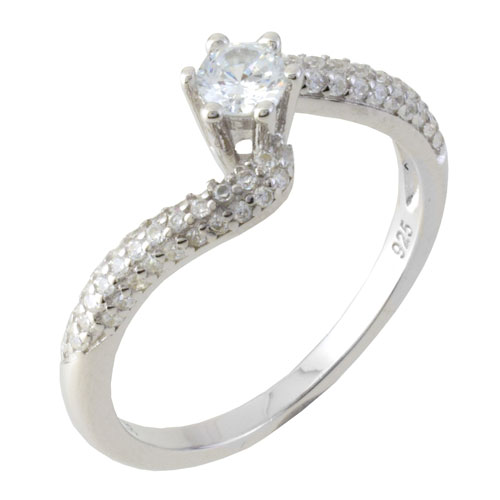 Ασημένιο μονόπετρο δαχτυλίδι 925