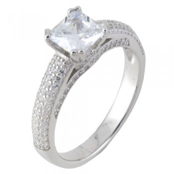 Ασημένιο μονόπετρο δαχτυλίδι 925