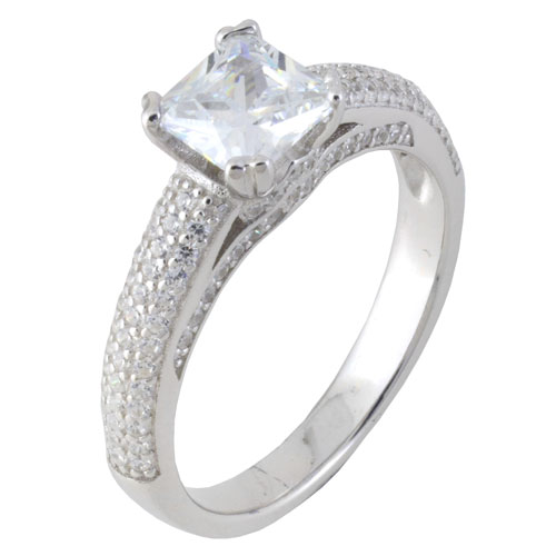 Ασημένιο μονόπετρο δαχτυλίδι 925