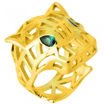 Ασημένιο επιχρυσωμένο δαχτυλίδι πάνθηρας 925