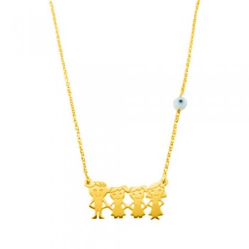 Ασημένιο επιχρυσωμένο κολιέ οικογένεια 925