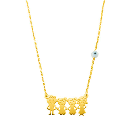 Ασημένιο επιχρυσωμένο κολιέ οικογένεια 925