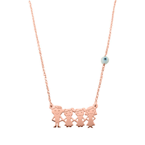 Ασημένιο κολιέ οικογένεια 925 σε ροζ χρώμα