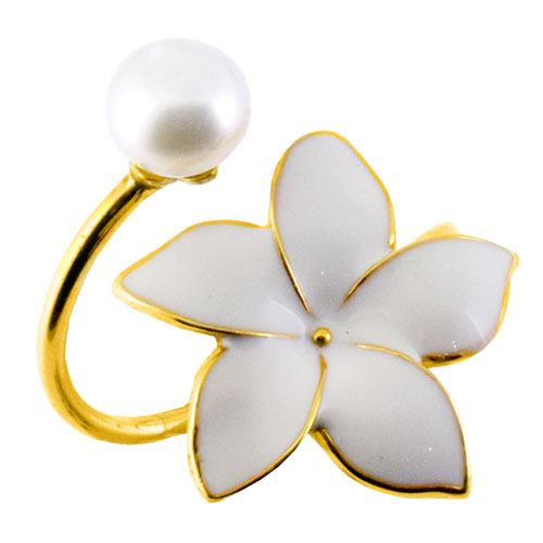 Ασημένιο επιχρυσωμένο δαχτυλίδι 925 με μαργαριτάρι