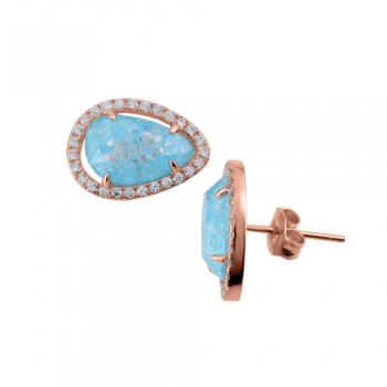 Ασημένια σκουλαρίκια σταγόνες 925 σε ροζ χρώμα