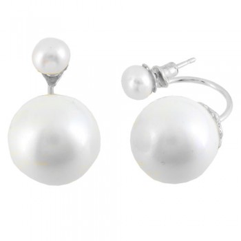 Ασημένια σκουλαρίκια ear jacket 925 με μαργαριτάρια και πέρλες