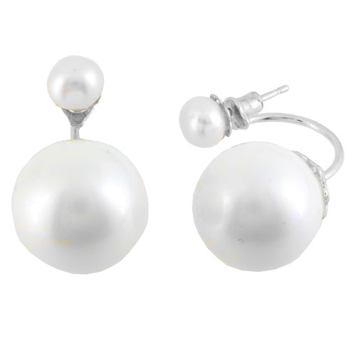 Ασημένια σκουλαρίκια ear jacket 925 με μαργαριτάρια και πέρλες