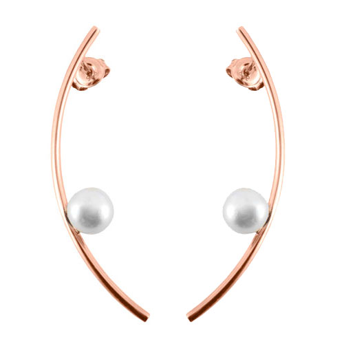 Ασημένια σκουλαρίκια 925 σε ροζ χρώμα με μαργαριτάρια