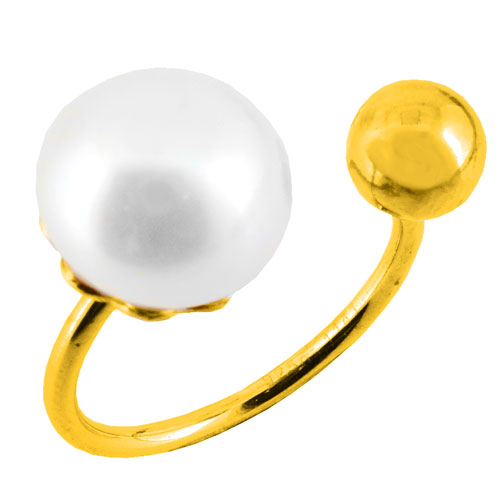 Ασημένιο επιχρυσωμένο δαχτυλίδι 925 με μαργαριτάρι