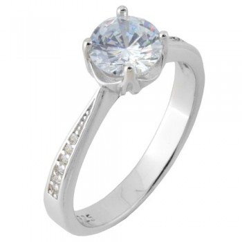 Ασημένιο μονόπετρο δαχτυλίδι 925