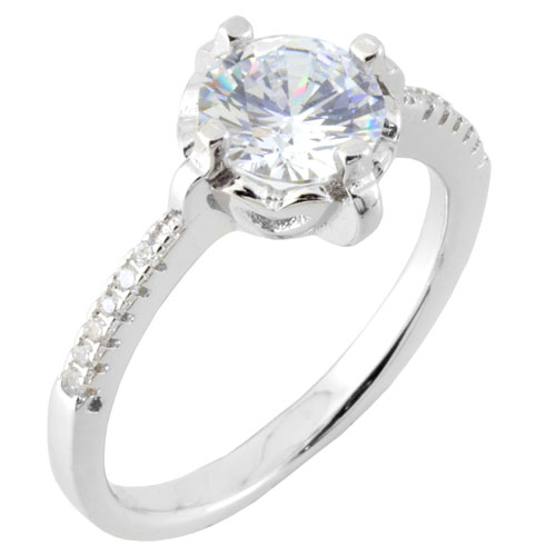 Ασημένιο μονόπετρο δαχτυλίδι 925