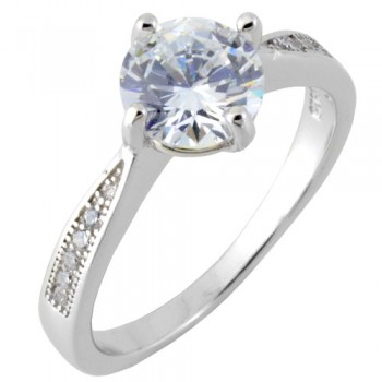 Ασημένιο μονόπετρο δαχτυλίδι 925