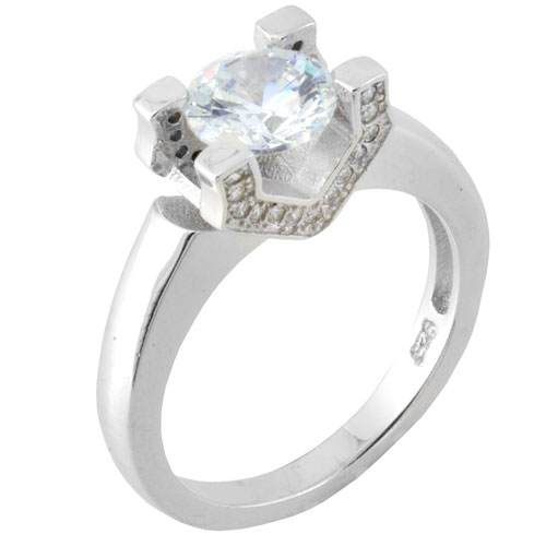 Ασημένιο μονόπετρο δαχτυλίδι 925