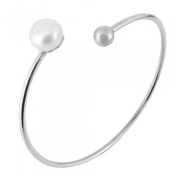 Ασημένιο βραχιόλι χειροπέδα 925 με μαργαριτάρι