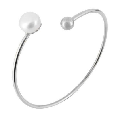 Ασημένιο βραχιόλι χειροπέδα 925 με μαργαριτάρι