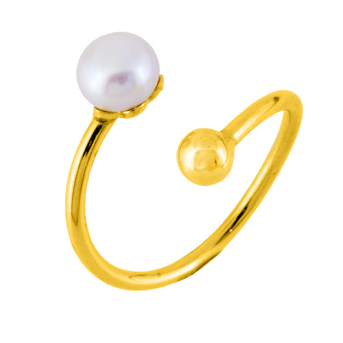 Ασημένιο επιχρυσωμένο δαχτυλίδι 925 με μαργαριτάρι