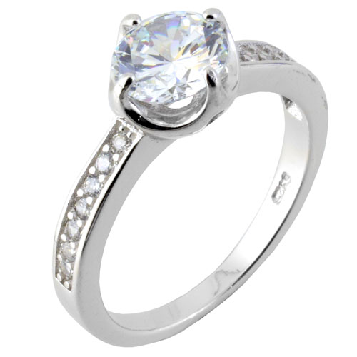 Ασημένιο μονόπετρο δαχτυλίδι 925