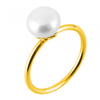 Ασημένιο επιχρυσωμένο δαχτυλίδι 925 με μαργαριτάρι