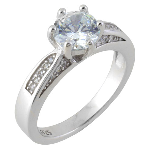 Ασημένιο μονόπετρο δαχτυλίδι 925