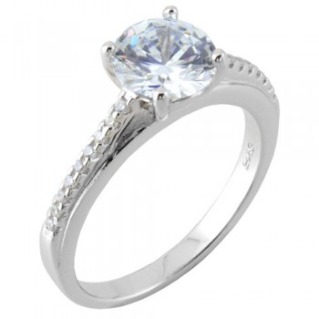 Ασημένιο μονόπετρο δαχτυλίδι 925