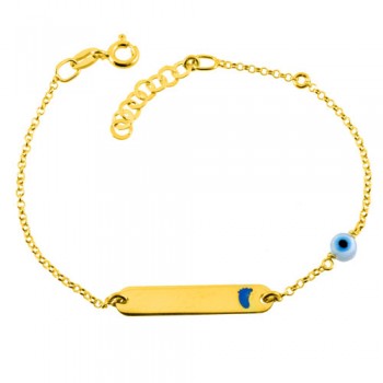 Ασημένιο επιχρυσωμένο παιδικό βραχιόλι ταυτότητα 925