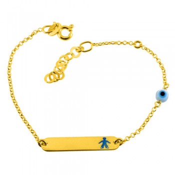 Ασημένιο επιχρυσωμένο παιδικό βραχιόλι ταυτότητα 925