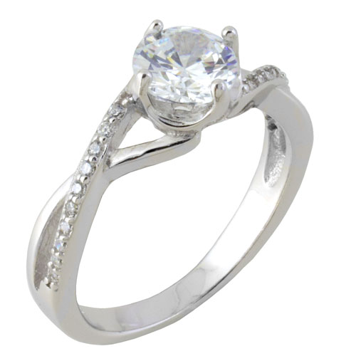 Ασημένιο μονόπετρο δαχτυλίδι 925