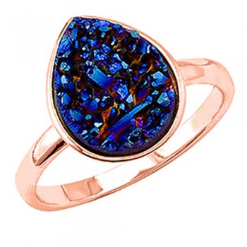 Ασημένιο δαχτυλίδι σταγόνα 925 σε ροζ χρώμα