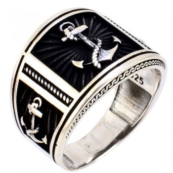 Ασημένιο ανδρικό δαχτυλίδι άγκυρα 925