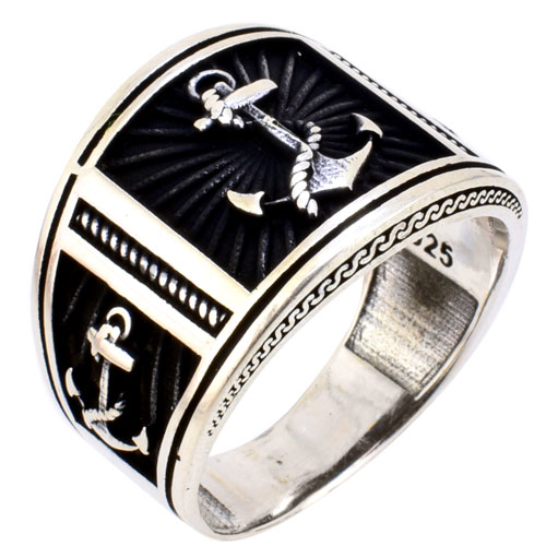 Ασημένιο ανδρικό δαχτυλίδι άγκυρα 925