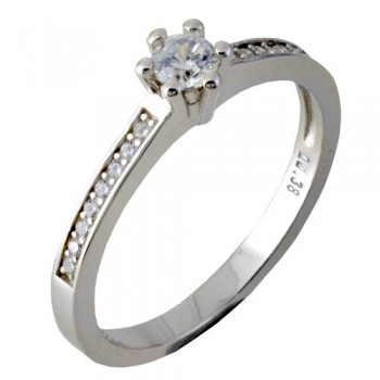 Ασημένιο μονόπετρο δαχτυλίδι 925