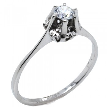 Ασημένιο μονόπετρο δαχτυλίδι 925