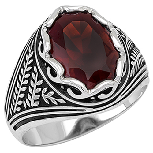 Ασημένιο ανδρικό δαχτυλίδι 925 με γρανάδα