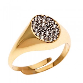 Ασημένιο επιχρυσωμένο chevalier δαχτυλίδι 925 με ζιργκόν